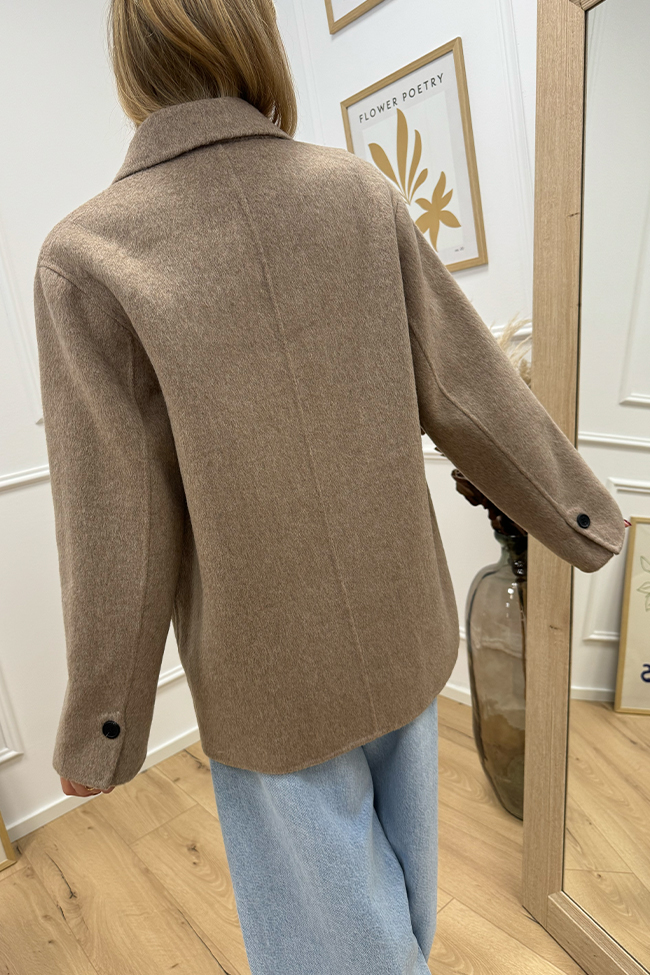 Vicolo - Cappotto corto beige mélange doppiopetto