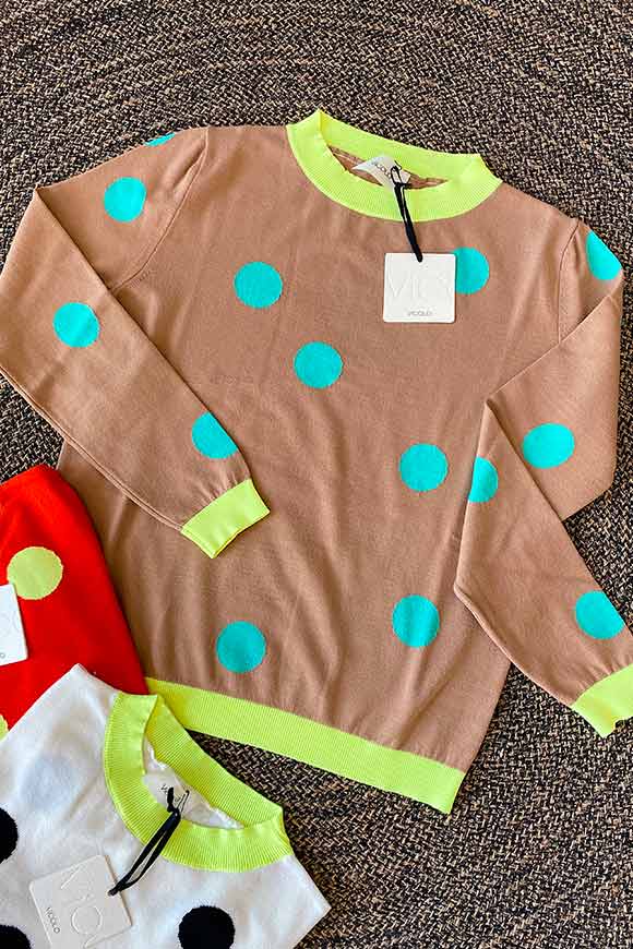 Vicolo - Maglia cammello con bolle tiffany