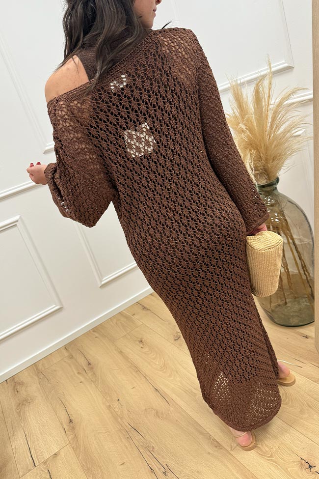 Vicolo - Vestito crochet bronzo in lurex