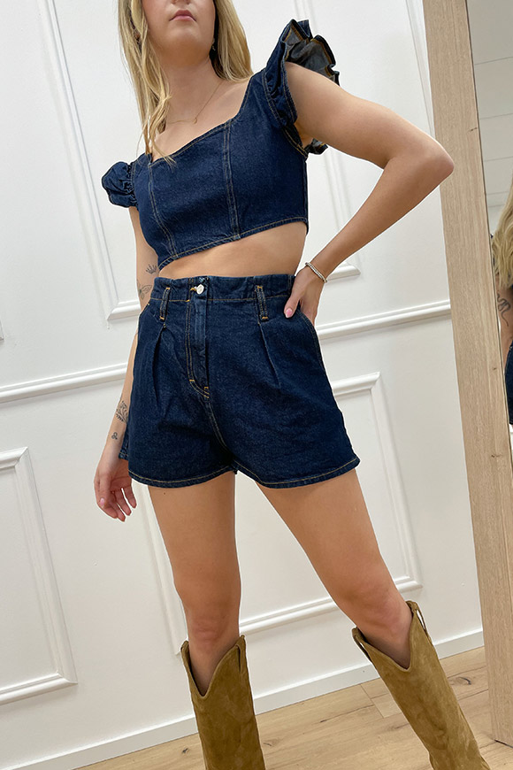 Vicolo - Top in denim con rouches