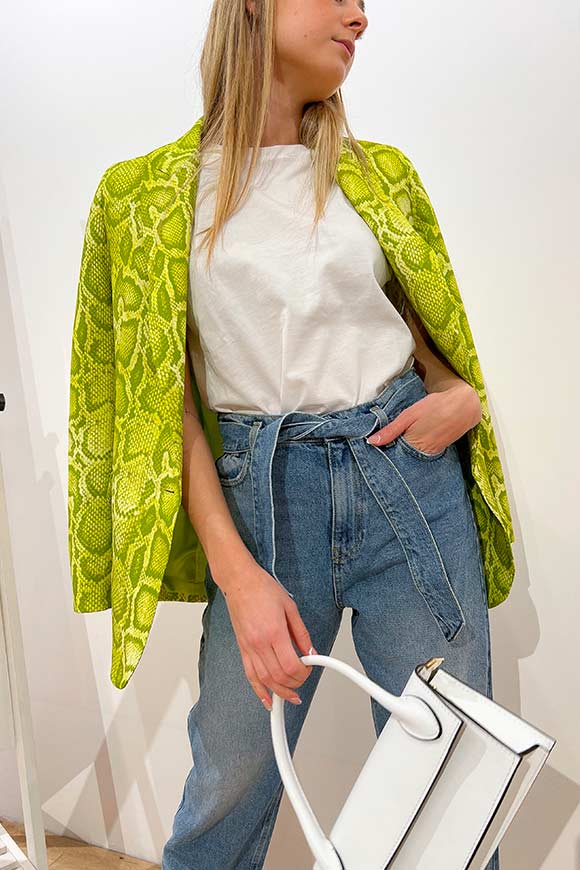 Vicolo - Acid green single-breasted snake print jacket