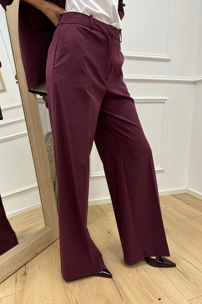 Haveone - Pantaloni basic bordeaux a palazzo