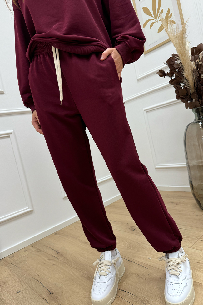 Vicolo - Pantaloni joggers vino elastico in vita