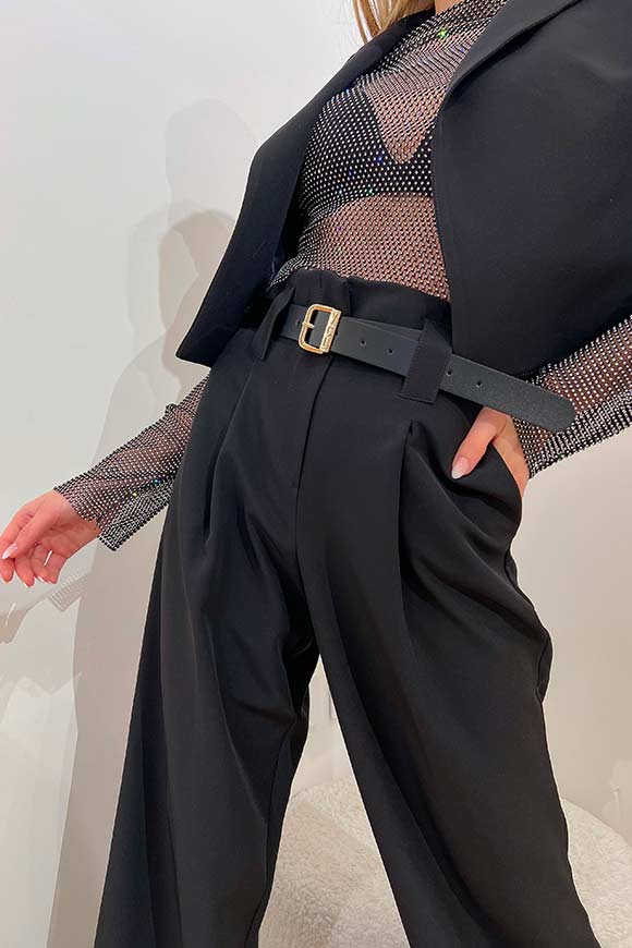 Tensione In - Black palazzo trousers with pleats