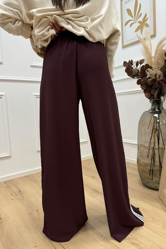 Vicolo - Pantaloni bordeaux bande sporty e cordino nautico