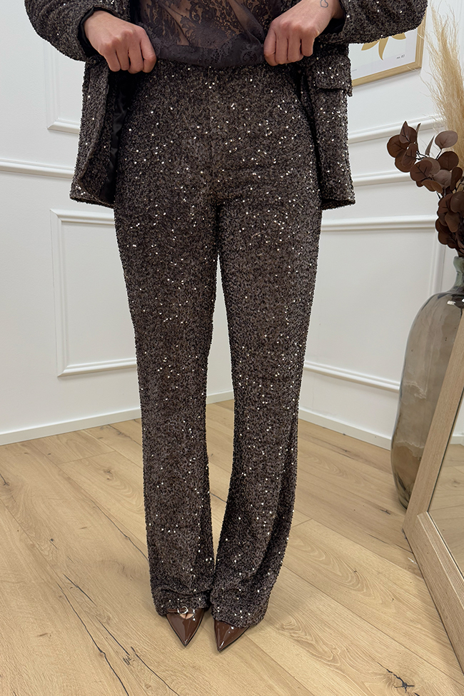 Haveone - Pantaloni in paillettes moro