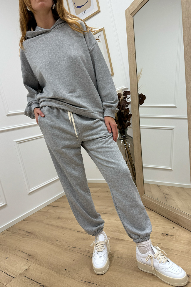 Vicolo - Pantaloni joggers grigio chiaro elastico in vita