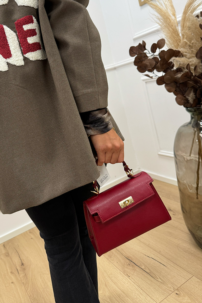 Calibro Shop - Borsa mini Kelly bordeaux in pelle