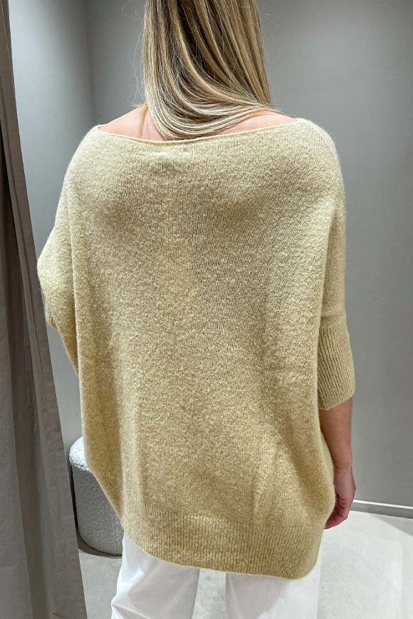 Haveone - Maglia beige manica scesa in mohair