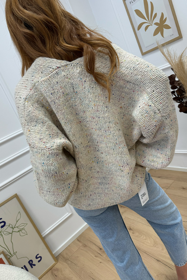 Haveone - Cardigan corto calce filo multicolor con bottoni