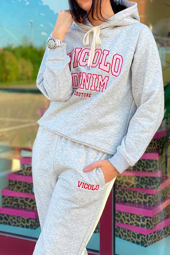 Vicolo - Pantaloni joggers grigi ricamo logo