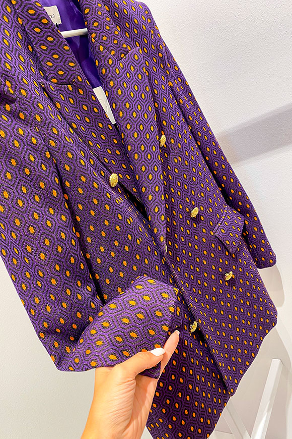 Vicolo - Micro houndstooth purple and orange jacket