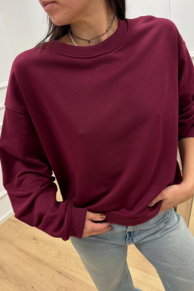 Vicolo - Felpa basic bordeaux fit oversize