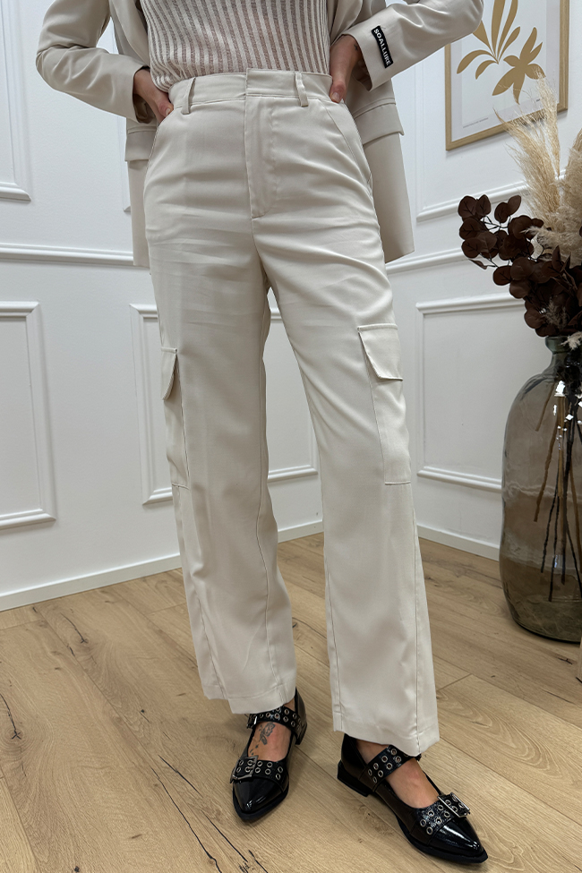 So Allure - Pantaloni cargo burro in tencel