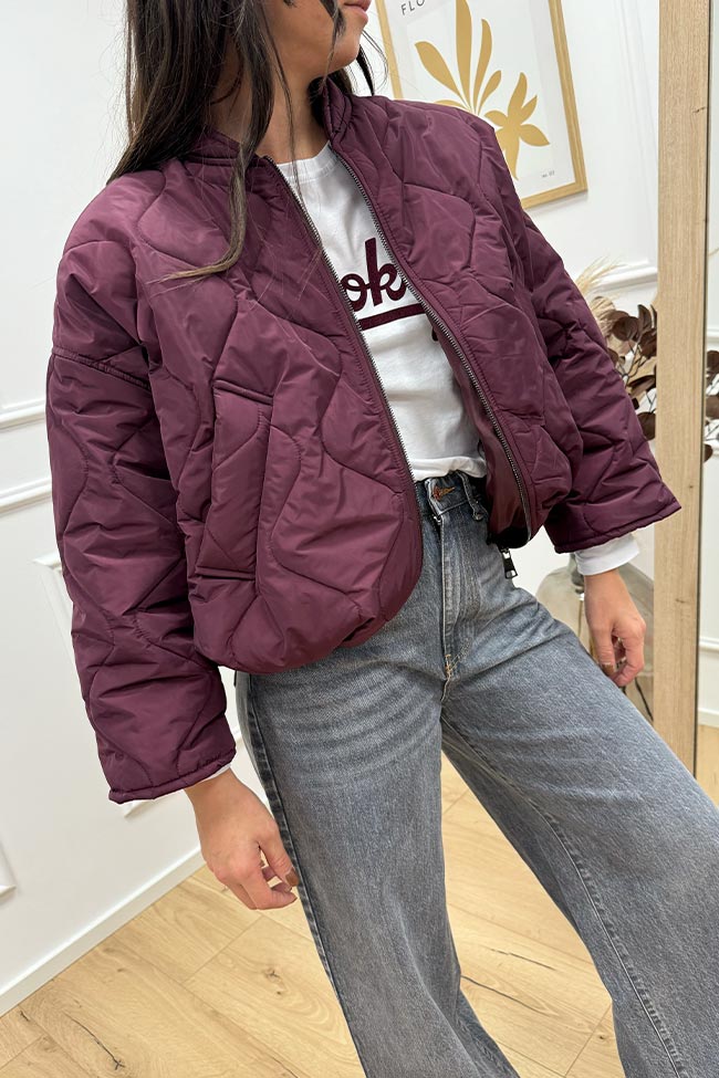 Vicolo - Bomber cropped trapuntato vinaccia