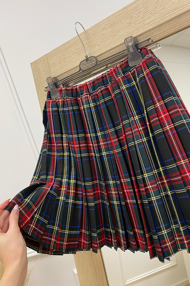 Vicolo - Gonna mini plisset tartan nera