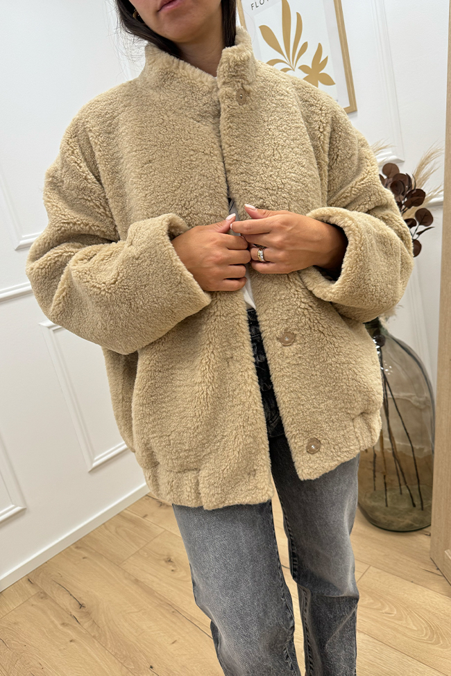 Vicolo - Bomber teddy beige oversize