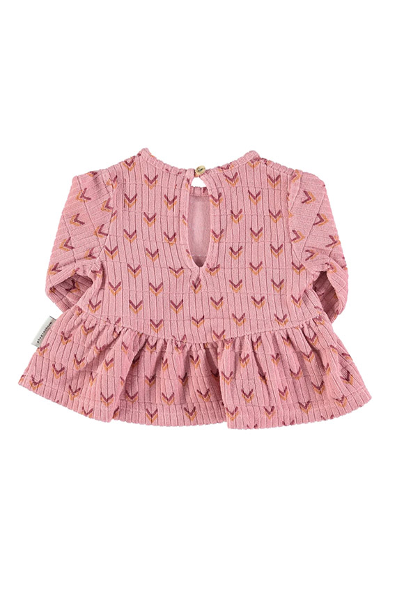 Piupiuchick - Blusa rosa frecce multicolor in spugna di cotone