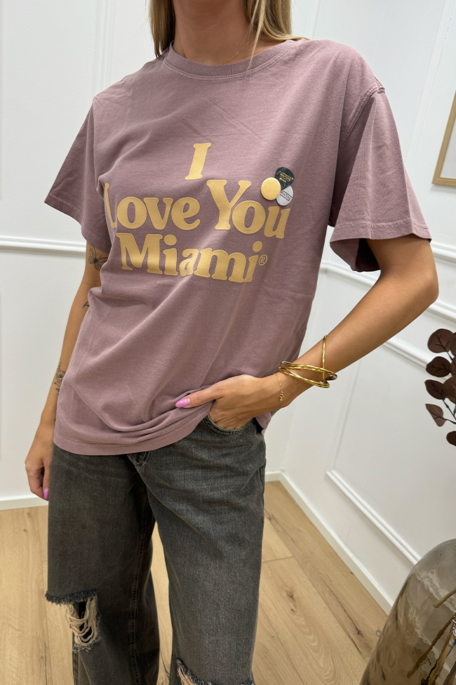 Newtone - T shirt trucker rosa "I love you Miami"