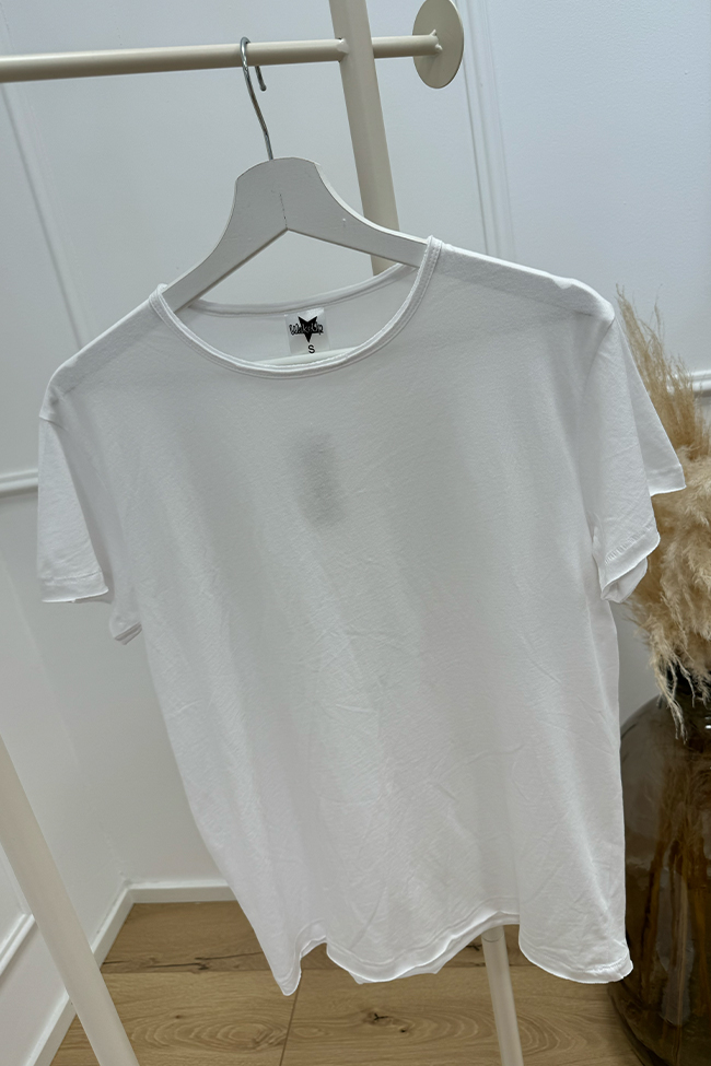 Calibro Shop - T shirt basic bianca con bordi ondulati