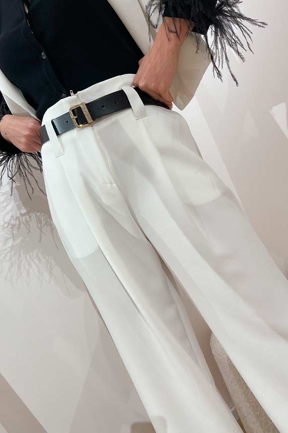 Tensione In - White palazzo trousers with pleats