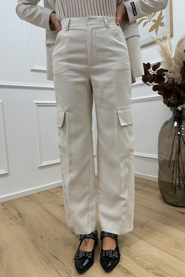 So Allure - Pantaloni cargo burro in tencel