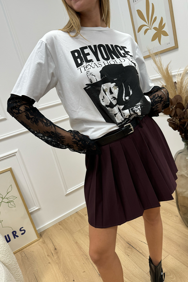 Haveone - T shirt Beyonce con manicotti in pizzo neri