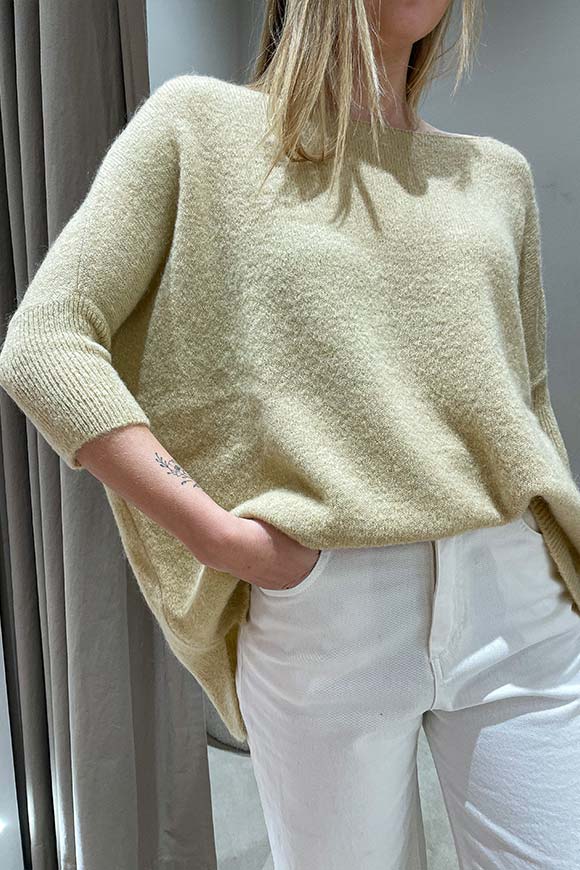 Haveone - Maglia beige manica scesa in mohair