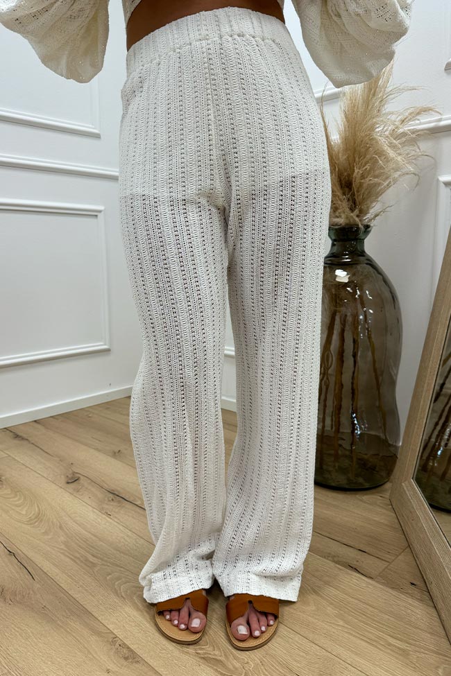 Haveone - Pantaloni crochet bianco con culotte