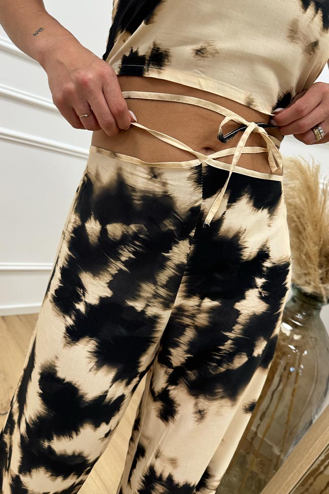 Haveone - Pantaloni dritti tie dye con lacci