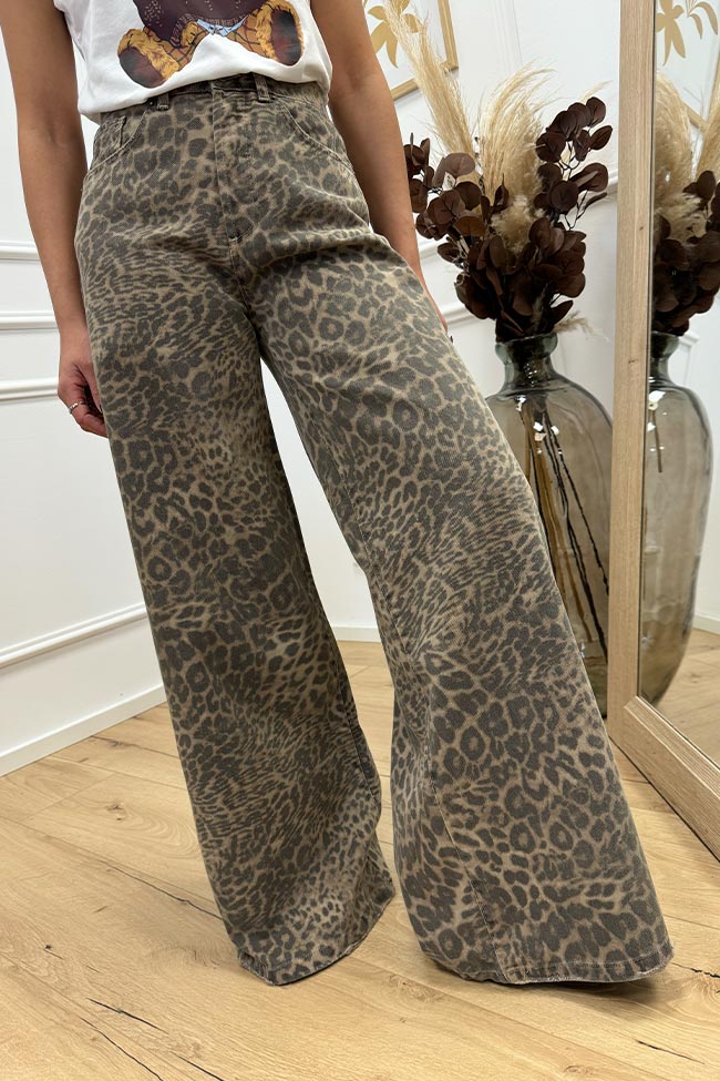 Vicolo - Jeans Megan leopardato a palazzo