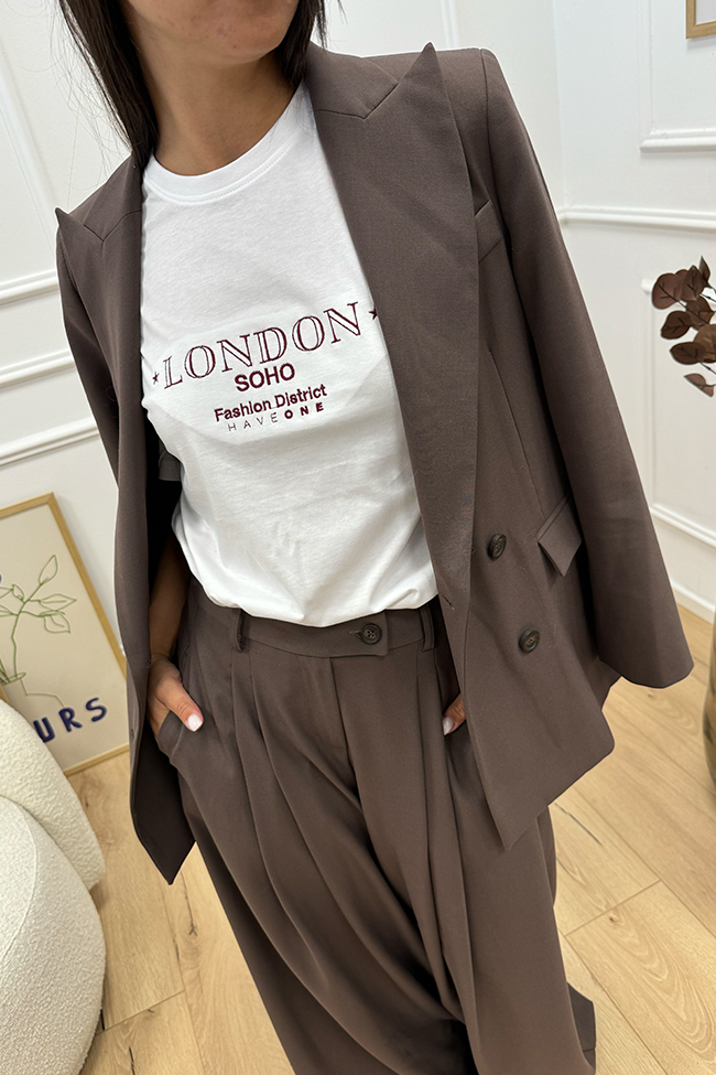 Haveone - T shirt London bianca con ricami