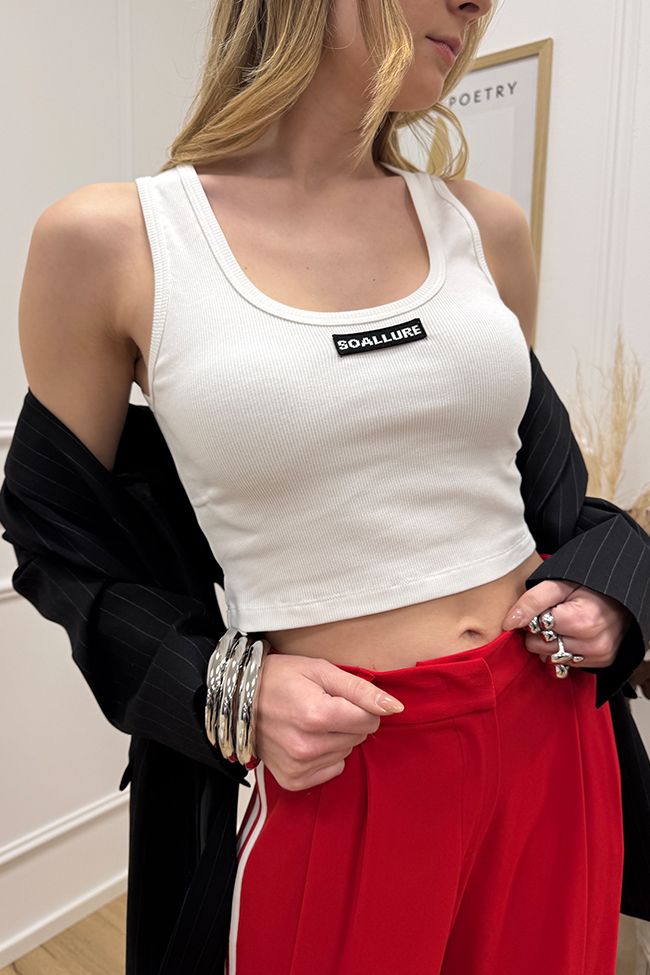 So Allure - Canotta crop bianca con etichetta logo