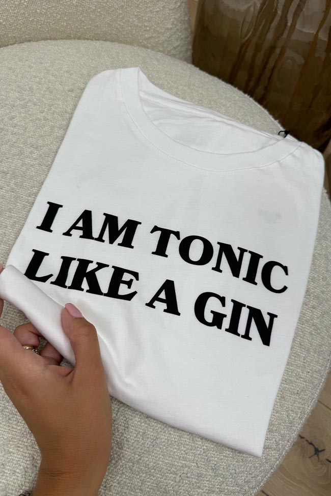Crispy - T shirt bianca stampa "I am tonic"