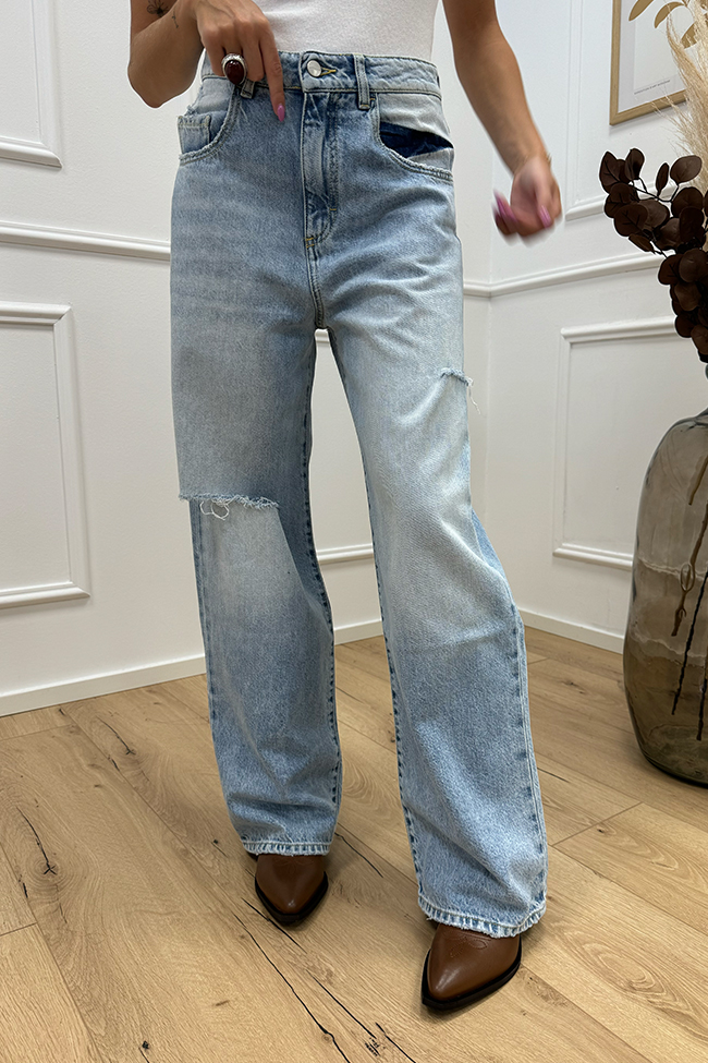 Icon Denim - Jeans Poppy lavaggio chiaro con rotture