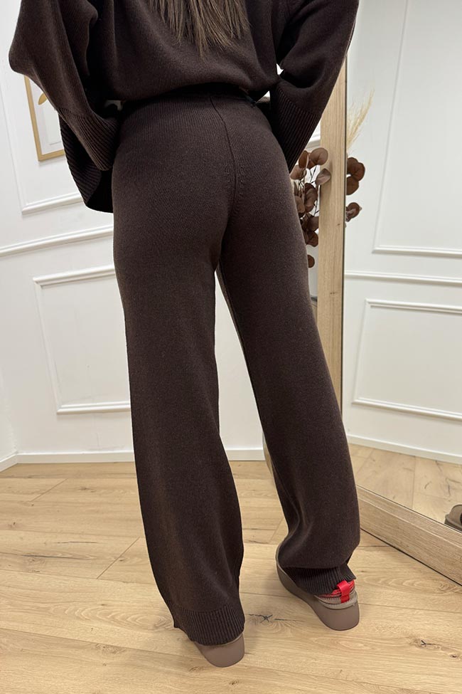 Vicolo - Pantaloni in maglia moro misto lana e cashmere