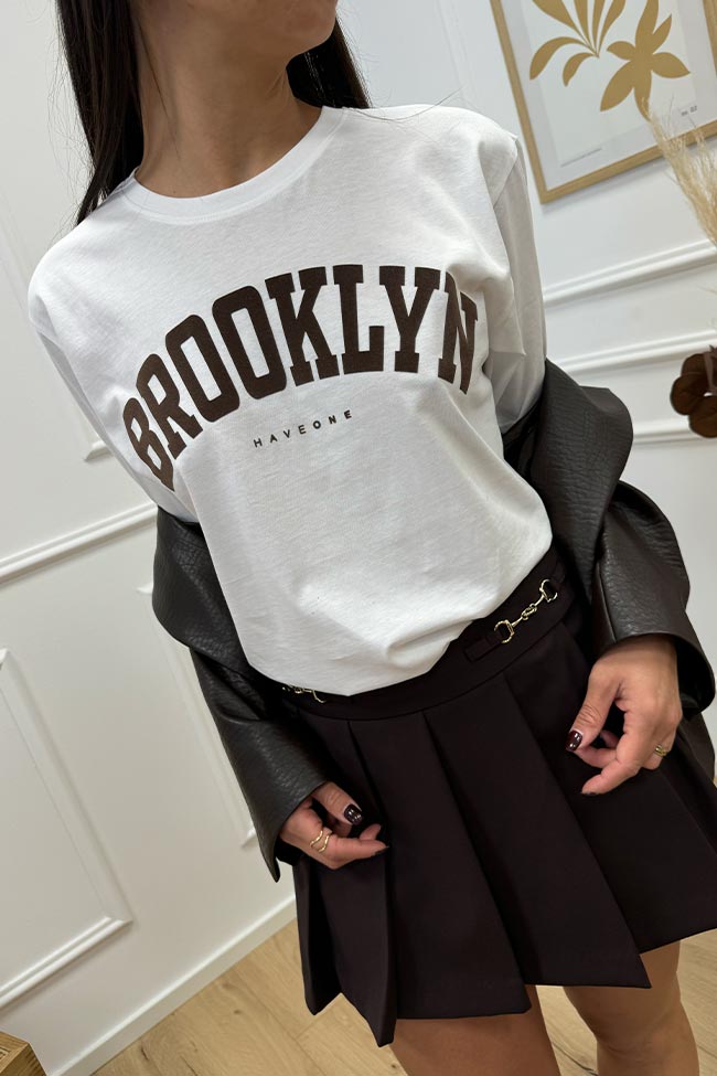 Haveone - T shirt bianca stampa Brooklyn