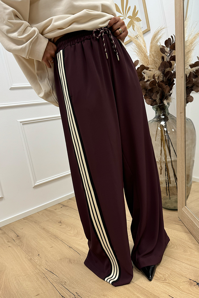 Vicolo - Pantaloni bordeaux bande sporty e cordino nautico