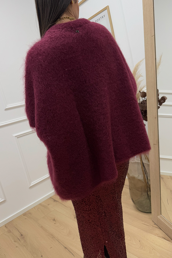 Dixie - Maglia kid mohair mezza manica bordeaux