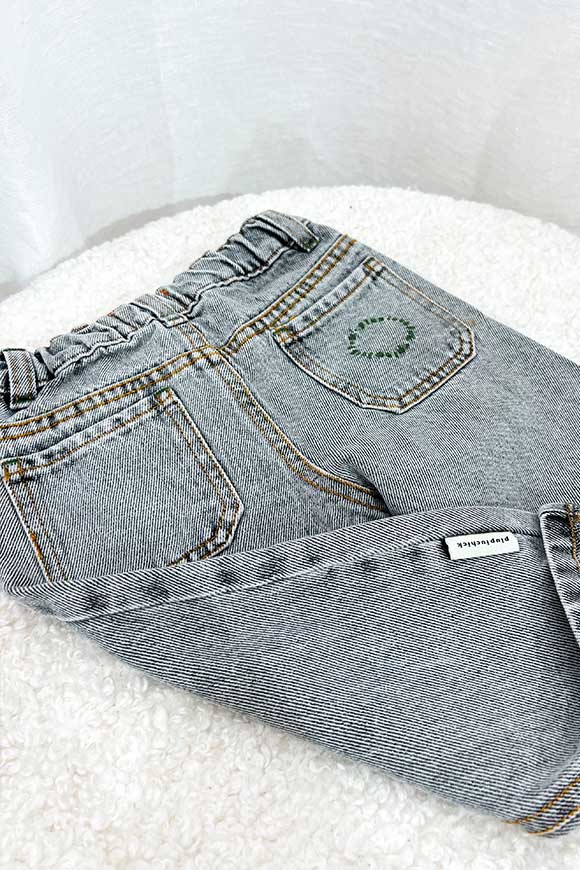 Piupiuchick - Pantaloni baby in denim grigio lavato unisex