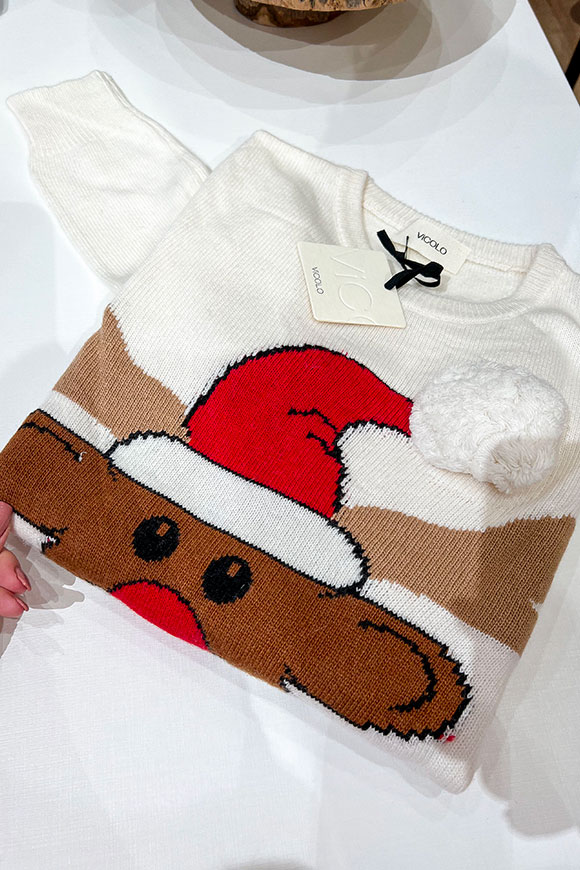 Vicolo - White large reindeer sweater