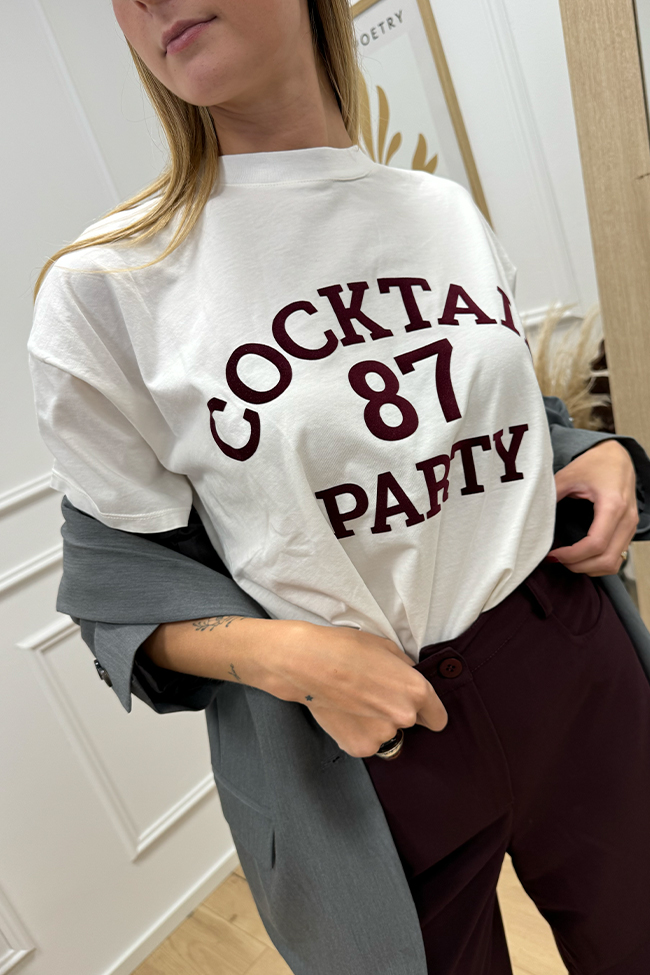 Vicolo - T shirt Cocktail floccata bordeaux