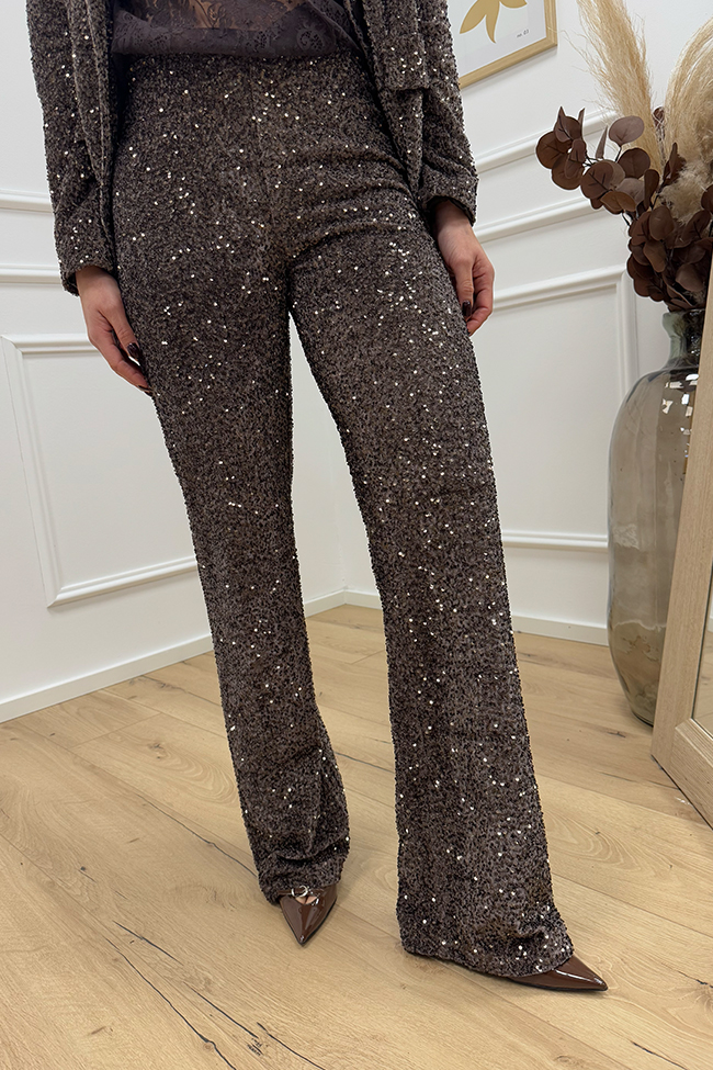 Haveone - Pantaloni in paillettes moro