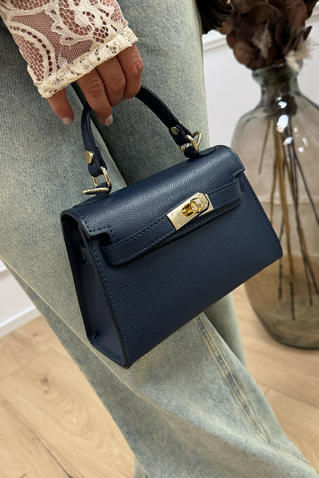 Calibro Shop - Borsa mini Kelly blu in pelle