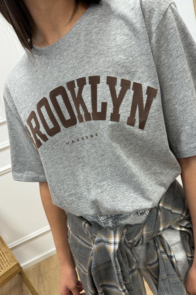 Haveone - T shirt grigia stampa Brooklyn