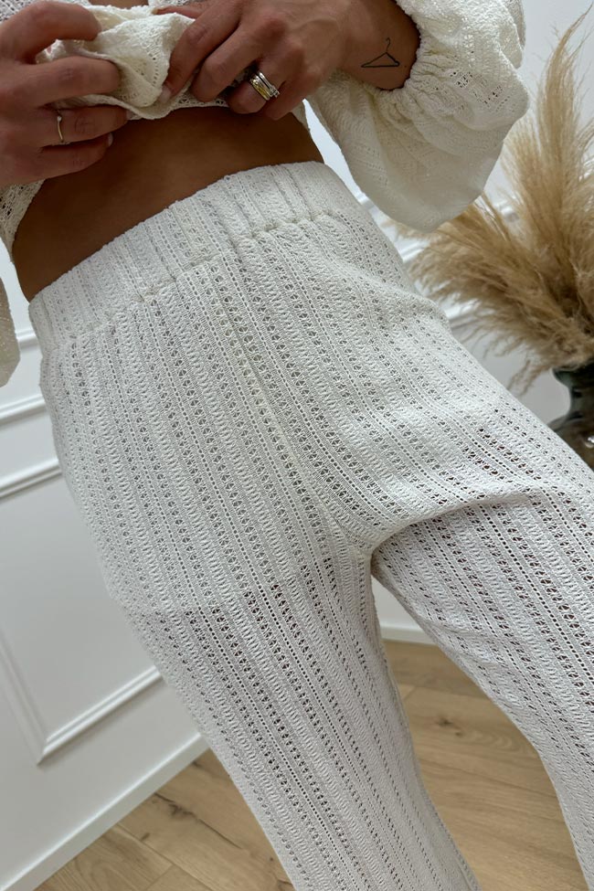 Haveone - Pantaloni crochet bianco con culotte