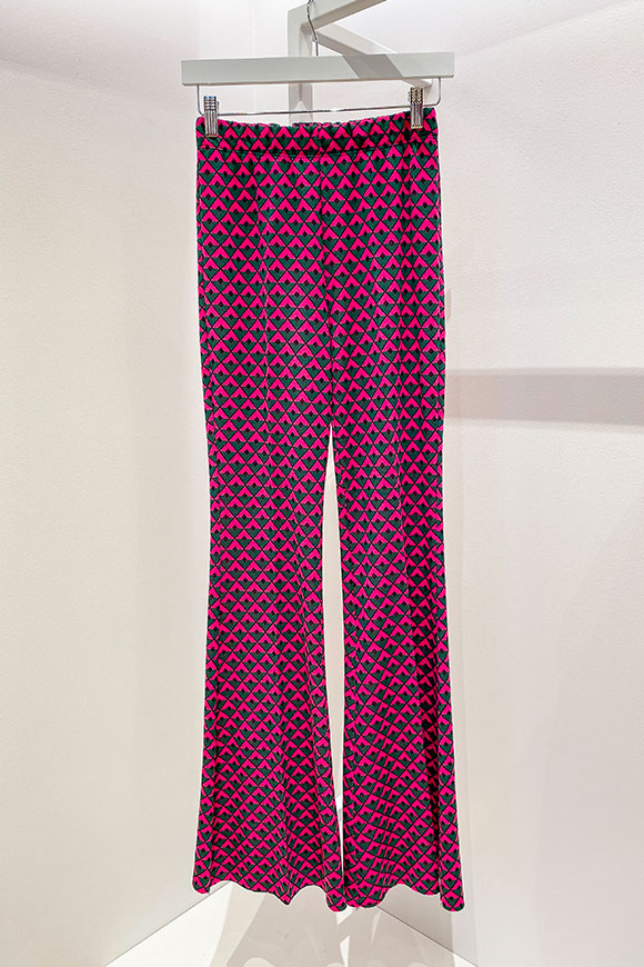 Vicolo - Fuchsia and green micro houndstooth trousers