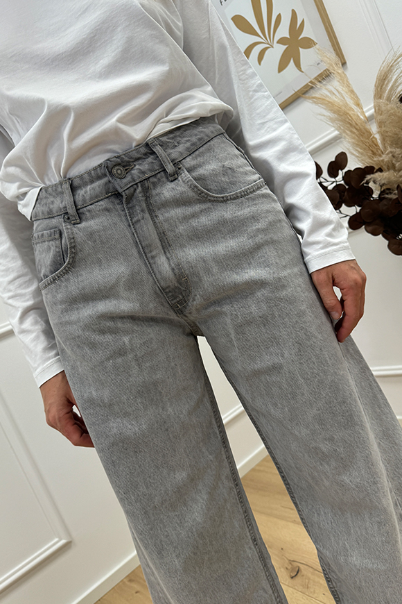 Vicolo - Jeans Madrid grigio a palazzo crop