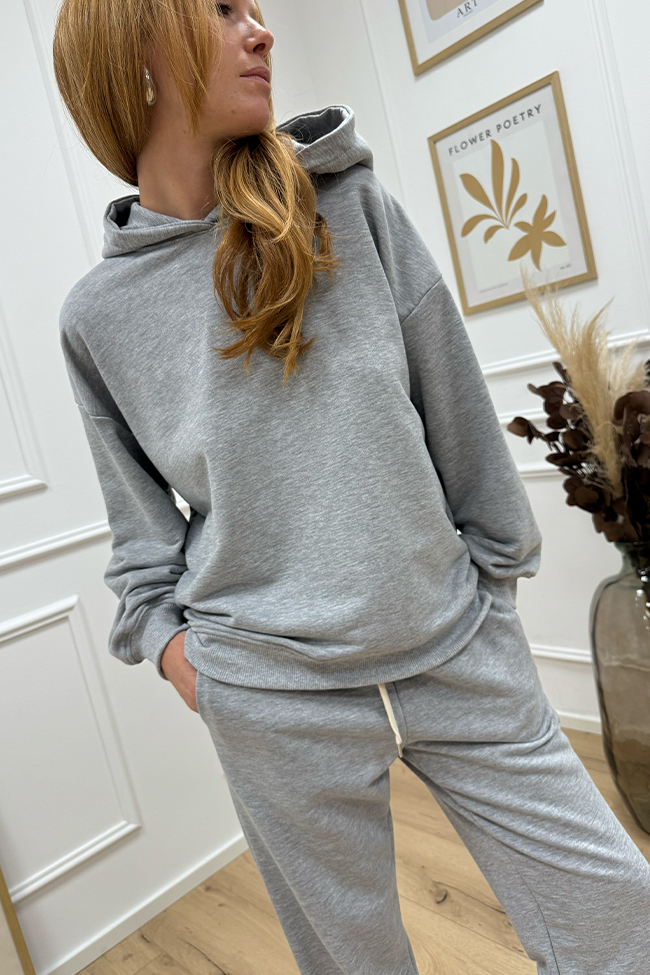 Vicolo - Felpa con cappuccio grigio chiaro fit oversize