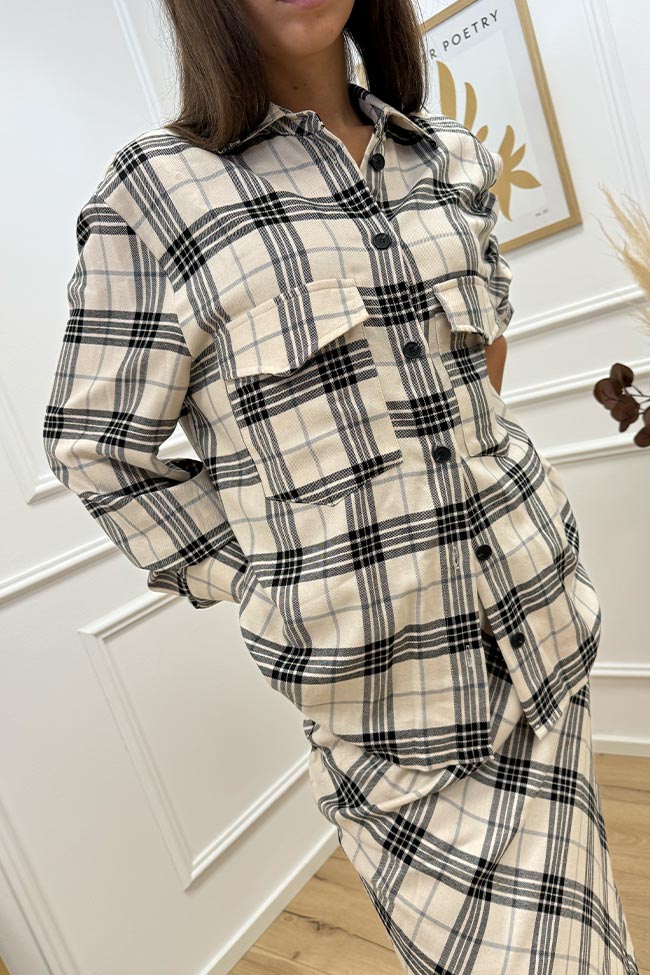 Haveone - Camicia over tartan burro e nera